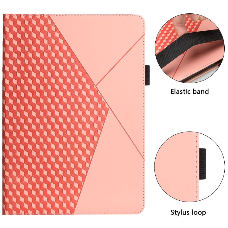 For OPPO Realme Pad Rhombus Skin Feel Horizontal Flip Tablet Leather Case with Card Slots & Holder(Rose Gold) - Realme by PMC TechLife | Online Shopping South Africa | PMC TechLife | Buy Now Pay Later Mobicred