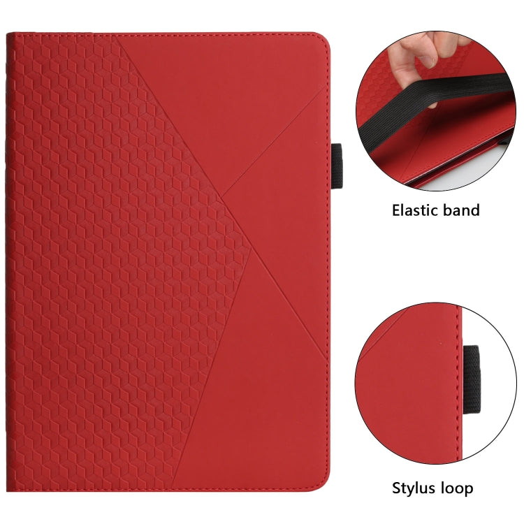 For OPPO Realme Pad Rhombus Skin Feel Horizontal Flip Tablet Leather Case with Card Slots & Holder(Red) - Realme by PMC TechLife | Online Shopping South Africa | PMC TechLife | Buy Now Pay Later Mobicred