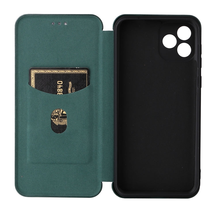For Blackview Oscal C20 Carbon Fiber Texture Horizontal Flip Leather Phone Case with Card Slot(Green) - More Brand by PMC TechLife | Online Shopping South Africa | PMC TechLife | Buy Now Pay Later Mobicred