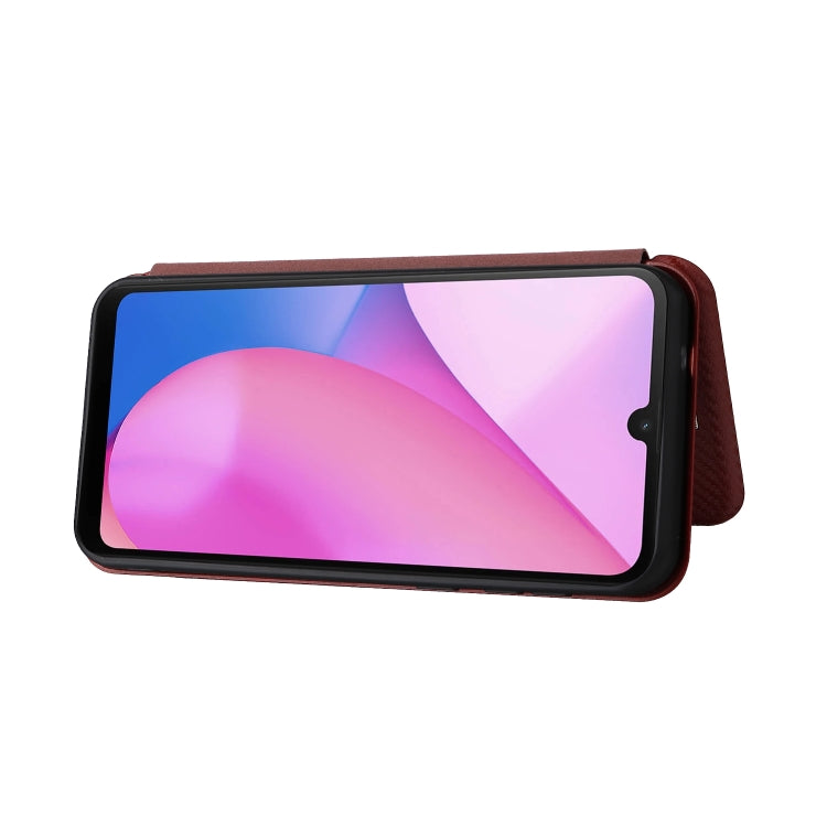 For Blackview Oscal C20 Carbon Fiber Texture Horizontal Flip Leather Phone Case with Card Slot(Brown) - More Brand by PMC TechLife | Online Shopping South Africa | PMC TechLife