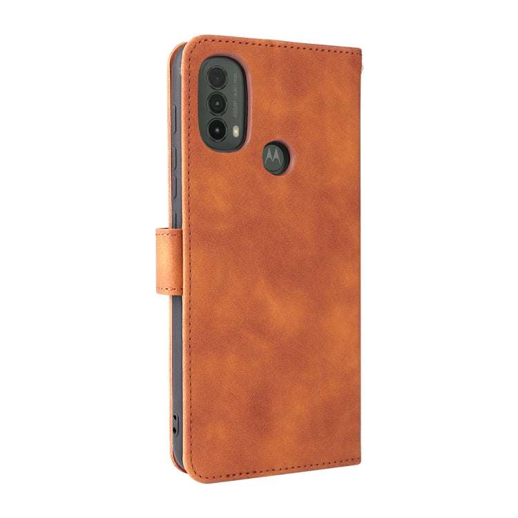 For Motorola Moto E20 / E30 / E40 Skin Feel Magnetic Horizontal Flip Phone Leather Case with Holder & Card Slots & Wallet(Brown) - Motorola Cases by PMC TechLife | Online Shopping South Africa | PMC TechLife | Buy Now Pay Later Mobicred