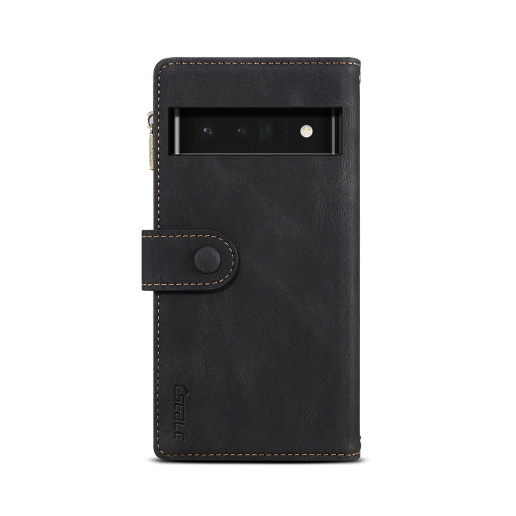 For Google Pixel 6 Retro Frosted Leather Phone Case with Holder & Card Slot & Wallet & Zipper Pocket & Lanyard(Black) - Google Cases by PMC TechLife | Online Shopping South Africa | PMC TechLife | Buy Now Pay Later Mobicred