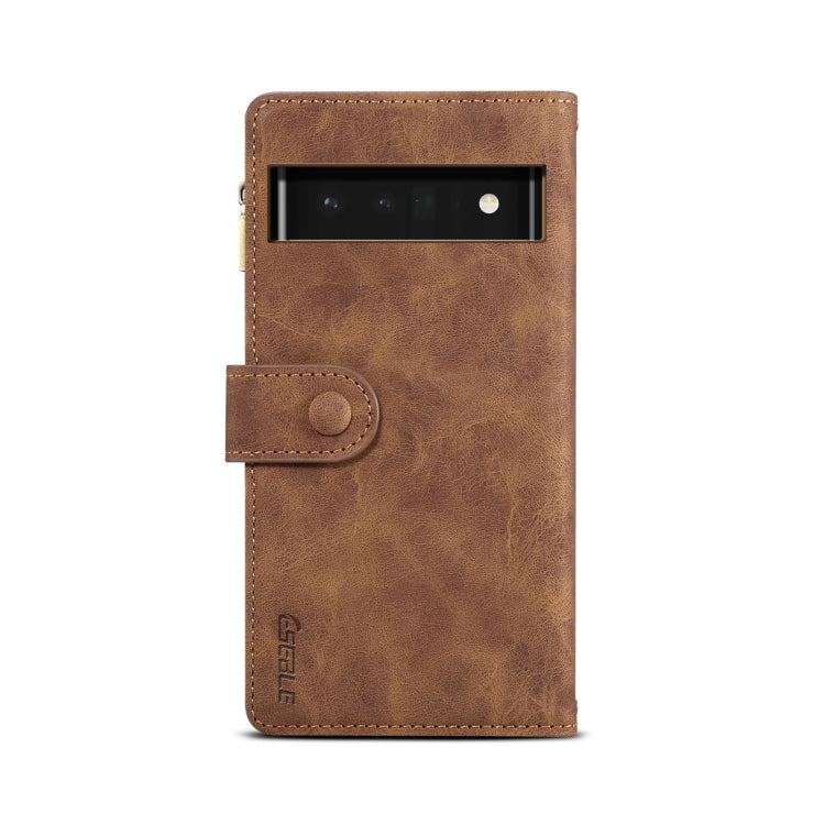 For Google Pixel 6 Retro Frosted Leather Phone Case with Holder & Card Slot & Wallet & Zipper Pocket & Lanyard(Brown) - Google Cases by PMC TechLife | Online Shopping South Africa | PMC TechLife | Buy Now Pay Later Mobicred