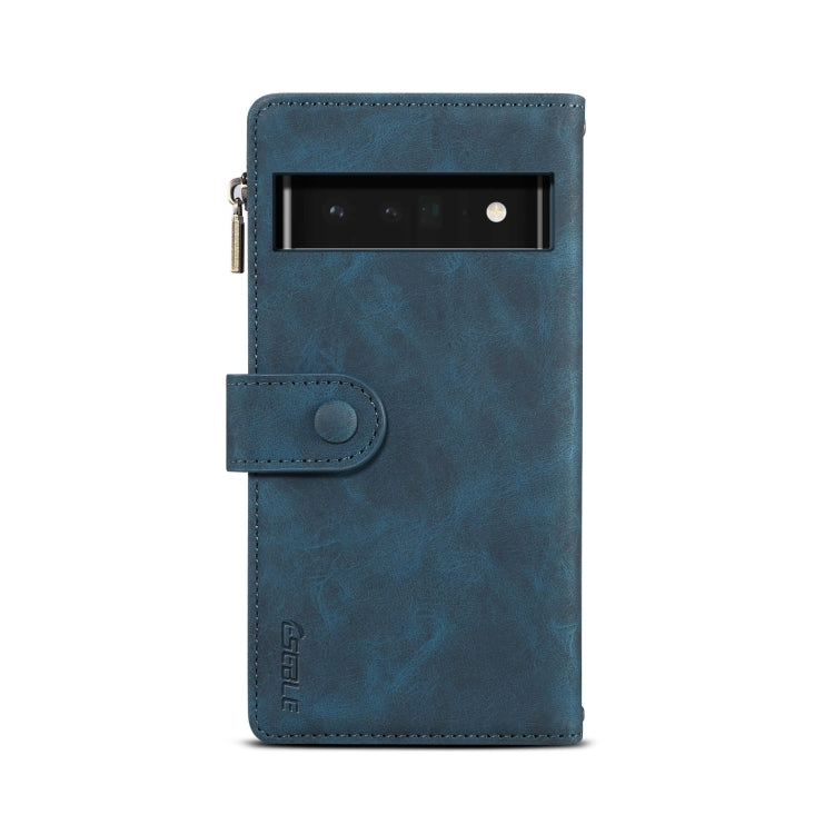 For Google Pixel 6 Pro Retro Frosted Leather Phone Case with Holder & Card Slot & Wallet & Zipper Pocket & Lanyard(Deep Green) - Google Cases by PMC TechLife | Online Shopping South Africa | PMC TechLife | Buy Now Pay Later Mobicred