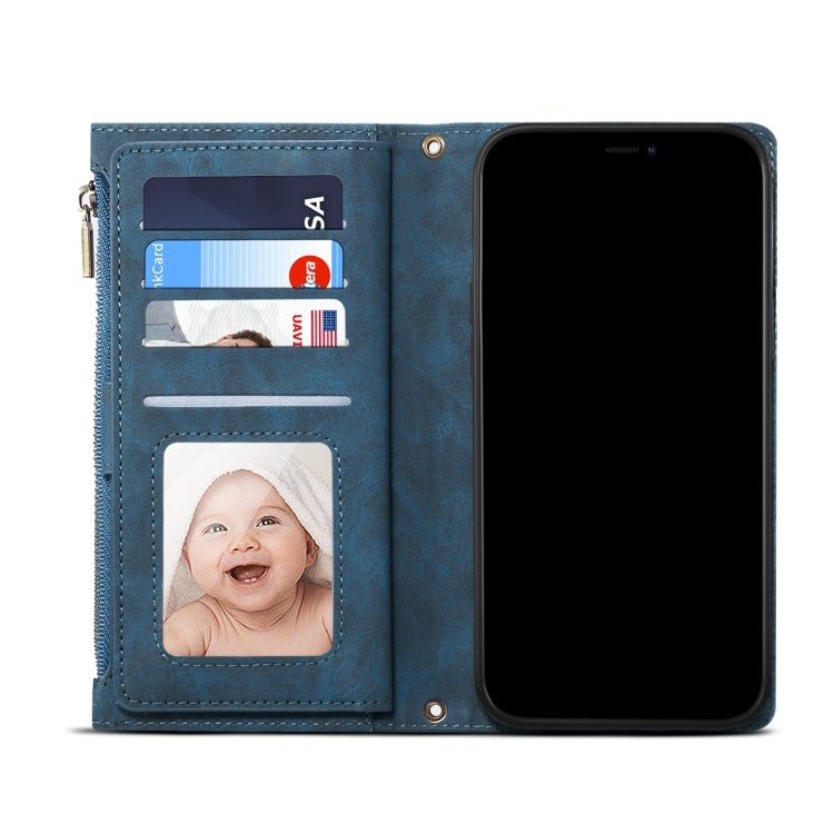 For Google Pixel 6 Pro Retro Frosted Leather Phone Case with Holder & Card Slot & Wallet & Zipper Pocket & Lanyard(Deep Green) - Google Cases by PMC TechLife | Online Shopping South Africa | PMC TechLife | Buy Now Pay Later Mobicred