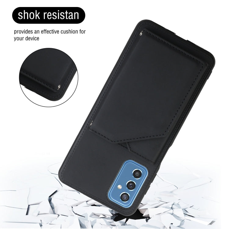 For Samsung Galaxy M52 5G Skin Feel PU + TPU + PC Back Cover Shockproof Phone Case with Card Slots & Holder & Photo Frame(Black) - Galaxy Phone Cases by PMC TechLife | Online Shopping South Africa | PMC TechLife