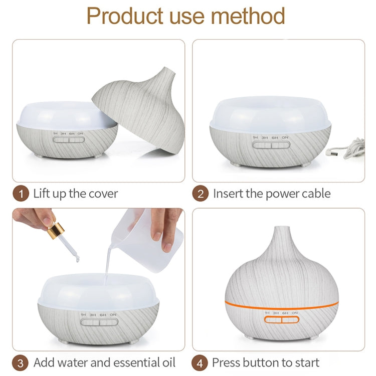 USB 400ml Wood Texture Fragrance Machine Pointed Mouth Humidifier Automatic Alcohol Sprayer with Colorful LED Light & Remote Control(Coffee) - free shipping - PMC TechLife - Order now!
