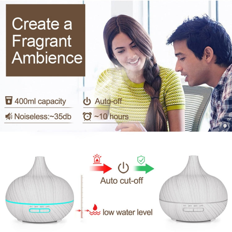 USB 400ml Wood Texture Fragrance Machine Pointed Mouth Humidifier Automatic Alcohol Sprayer with Colorful LED Light & Remote Control(Coffee) - free shipping - PMC TechLife - Order now!