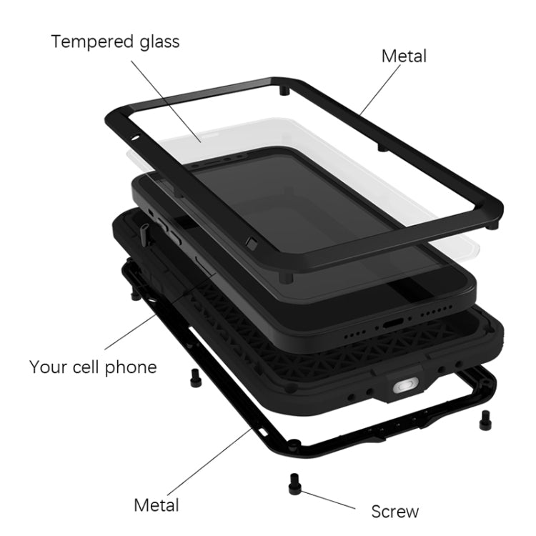 For iPhone 13 mini LOVE MEI Metal Shockproof Life Waterproof Dustproof Protective Phone Case (Silver) - free shipping - PMC TechLife - Order now!