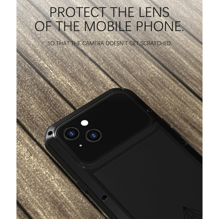 For iPhone 13 LOVE MEI Metal Shockproof Life Waterproof Dustproof Protective Phone Case(Black) - iPhone 13 Cases by LOVE MEI | Online Shopping South Africa | PMC TechLife | Buy Now Pay Later Mobicred