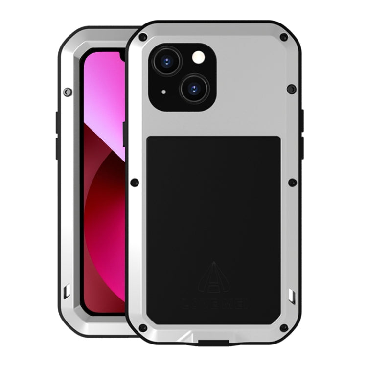 For iPhone 13 LOVE MEI Metal Shockproof Life Waterproof Dustproof Protective Phone Case(Silver) - iPhone 13 Cases by LOVE MEI | Online Shopping South Africa | PMC TechLife | Buy Now Pay Later Mobicred