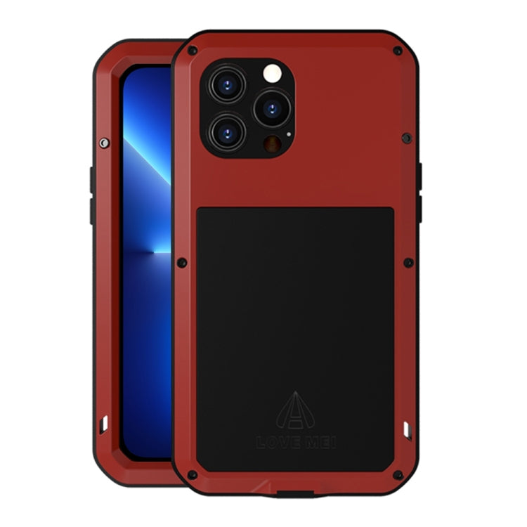 For iPhone 13 Pro Max LOVE MEI Metal Shockproof Life Waterproof Dustproof Protective Phone Case (Red) - free shipping - PMC TechLife - Order now!