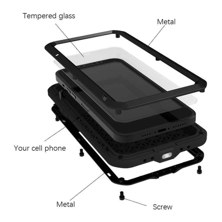 For iPhone 13 Pro Max LOVE MEI Metal Shockproof Life Waterproof Dustproof Protective Phone Case (Army Green) - free shipping - PMC TechLife - Order now!