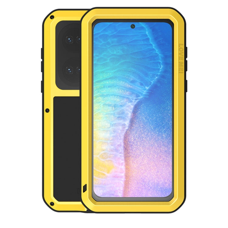 For Huawei P50 LOVE MEI Metal Shockproof Waterproof Dustproof Protective Phone Case with Glass(Yellow) - free shipping - PMC TechLife - Order now!