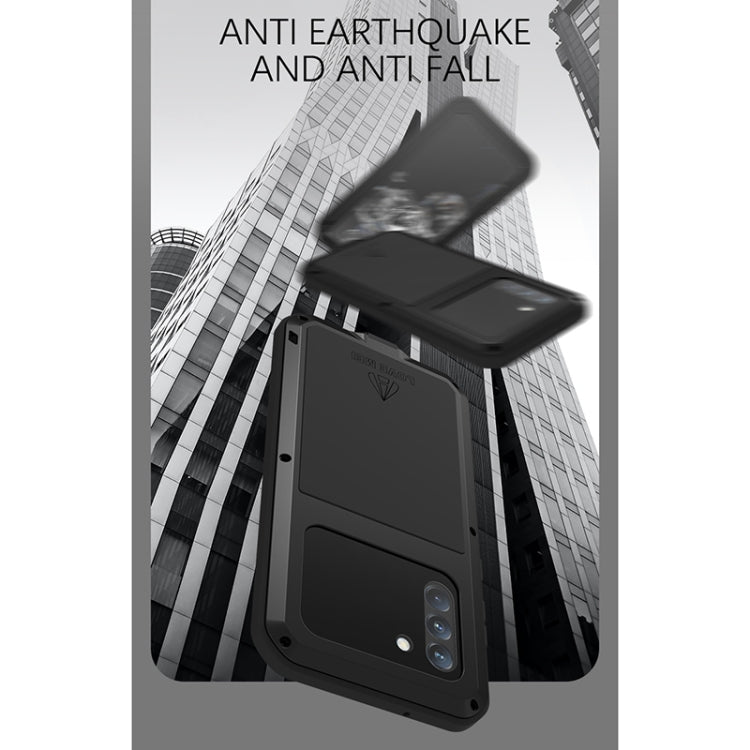 For Samsung Galaxy S21 FE LOVE MEI Metal Shockproof Waterproof Dustproof Protective Phone Case with Glass(Silver) - Galaxy Phone Cases by LOVE MEI | Online Shopping South Africa | PMC TechLife | Buy Now Pay Later Mobicred