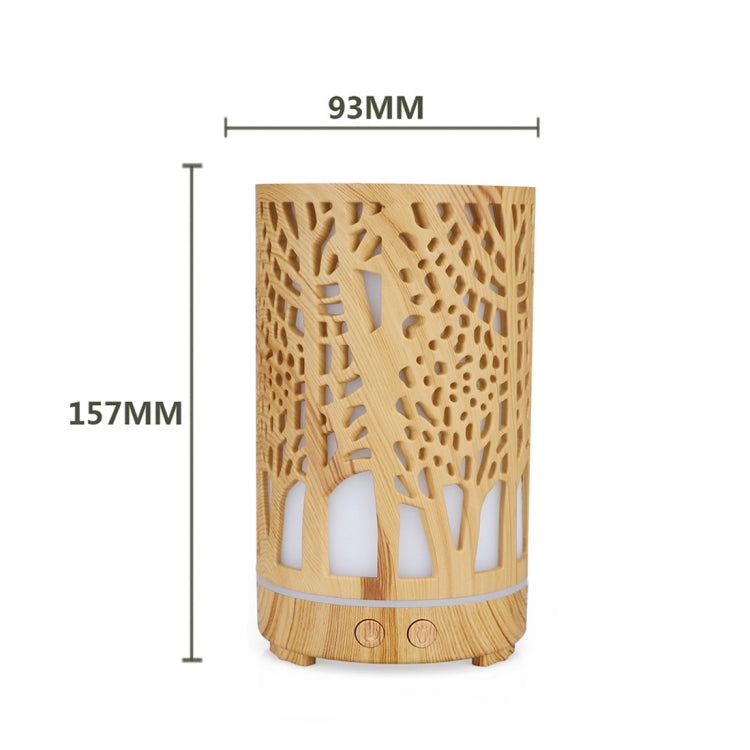 USB 200ml Hollow-out Forest Pattern Wooden Essential Oil Aromatherapy Machine Ultrasonic Humidifier Automatic Alcohol Sprayer(Light Brown-3) - free shipping - PMC TechLife - Order now!