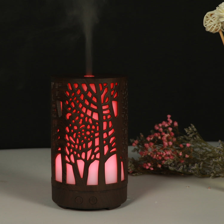 200ml Hollow-out Forest Pattern Wooden Essential Oil Aromatherapy Machine Ultrasonic Humidifier Automatic Alcohol Sprayer, Plug Specification:UK Plug(Dark Brown-3) - free shipping - PMC TechLife - Order now!