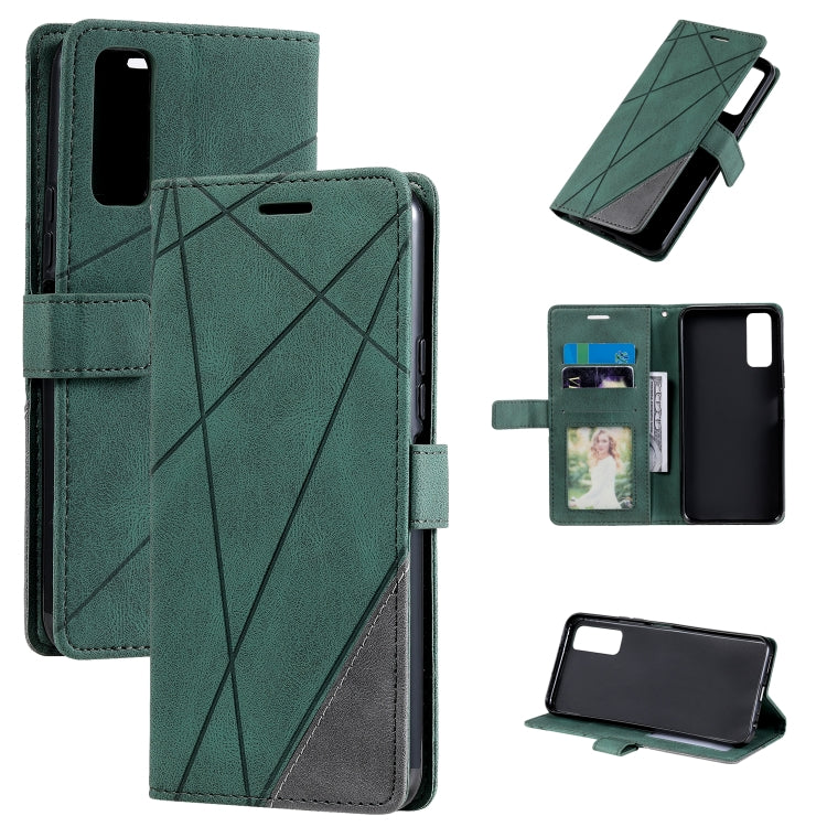 For vivo Y72 5G / Y52 5G / iQOO Z3 Skin Feel Splicing Horizontal Flip Leather Phone Case(Green) - vivo Cases by PMC TechLife | Online Shopping South Africa | PMC TechLife | Buy Now Pay Later Mobicred
