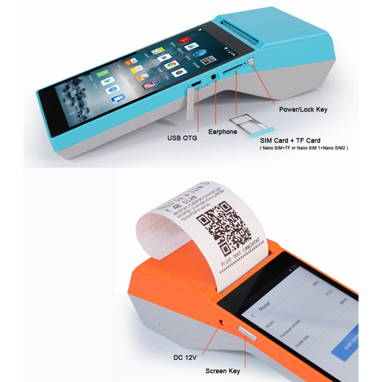 SGT-SP01 5.5 inch HD Screen Handheld POS Receipt Printer, Suit Version, EU Plug(Orange) - Receipt Printers by PMC Jewellery | Online Shopping South Africa | PMC Jewellery | Buy Now Pay Later Mobicred