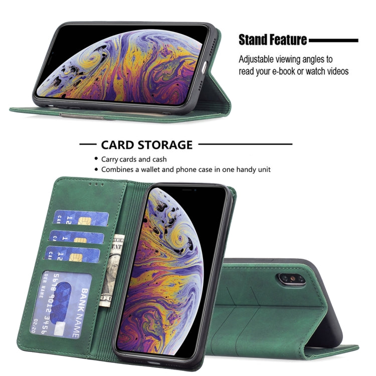 For iPhone X / XS Magnetic Splicing Leather Phone Case(Green) - More iPhone Cases by PMC TechLife | Online Shopping South Africa | PMC TechLife