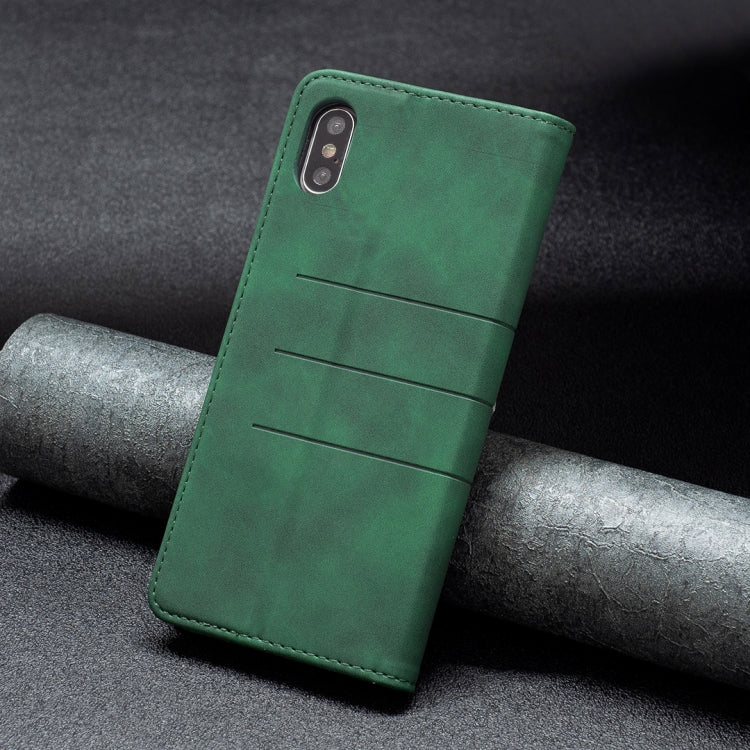 For iPhone X / XS Magnetic Splicing Leather Phone Case(Green) - More iPhone Cases by PMC TechLife | Online Shopping South Africa | PMC TechLife