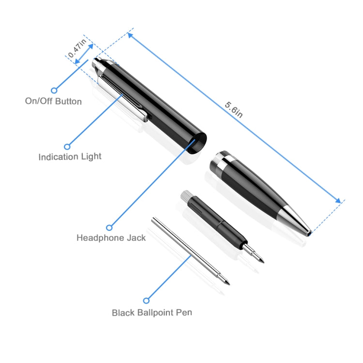 Q90 Intelligent HD Digital Noise Reduction Recording Pen, Capacity:8GB(Black) - free shipping - PMC TechLife - Order now!