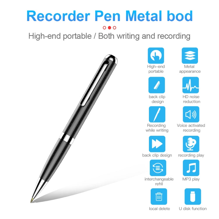 Q96 Intelligent HD Digital Noise Reduction Recording Pen, Capacity:16GB(Black) - free shipping - PMC TechLife - Order now!