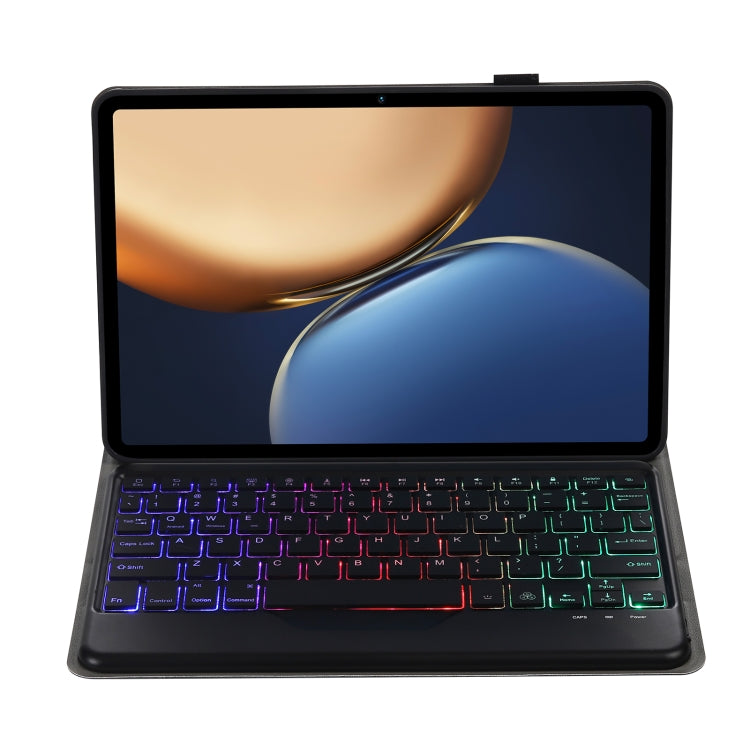 AHV7-BS Lambskin Texture Tri-color Backlight Bluetooth Keyboard Leather Tablet Case For Honor Tablet V7 Pro(Black) - Huawei Keyboard by PMC TechLife | Online Shopping South Africa | PMC TechLife