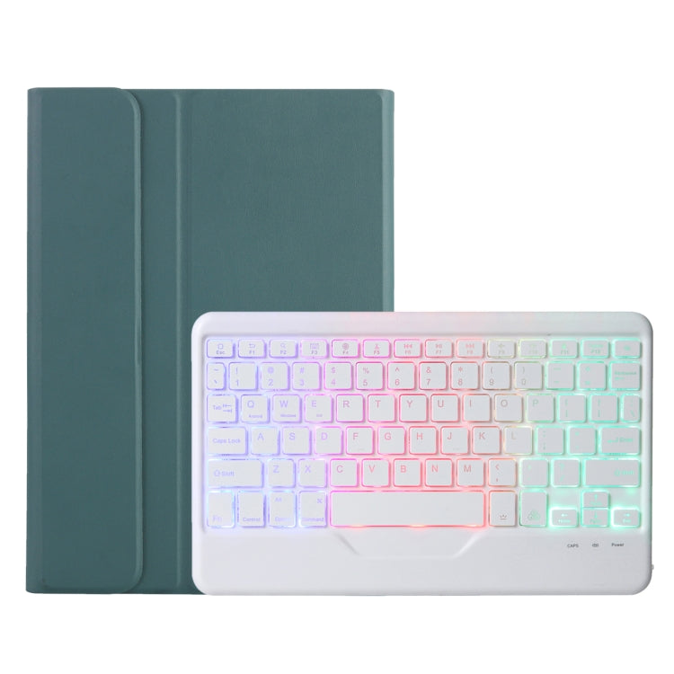 AHV7-BS Lambskin Texture Tri-color Backlight Bluetooth Keyboard Leather Tablet Case For Honor Tablet V7 Pro(Dark Green) - Huawei Keyboard by PMC TechLife | Online Shopping South Africa | PMC TechLife
