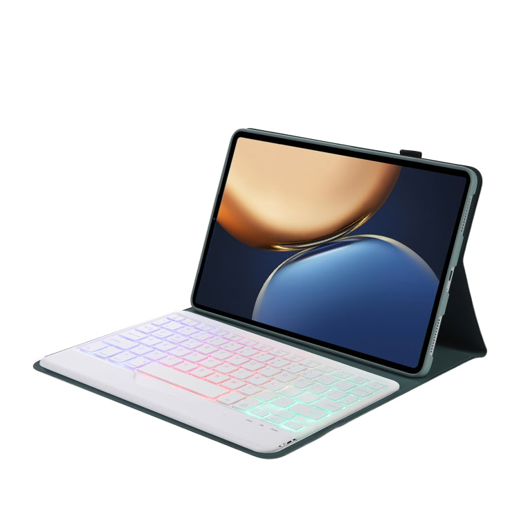AHV7-BS Lambskin Texture Tri-color Backlight Bluetooth Keyboard Leather Tablet Case For Honor Tablet V7 Pro(Dark Green) - Huawei Keyboard by PMC TechLife | Online Shopping South Africa | PMC TechLife