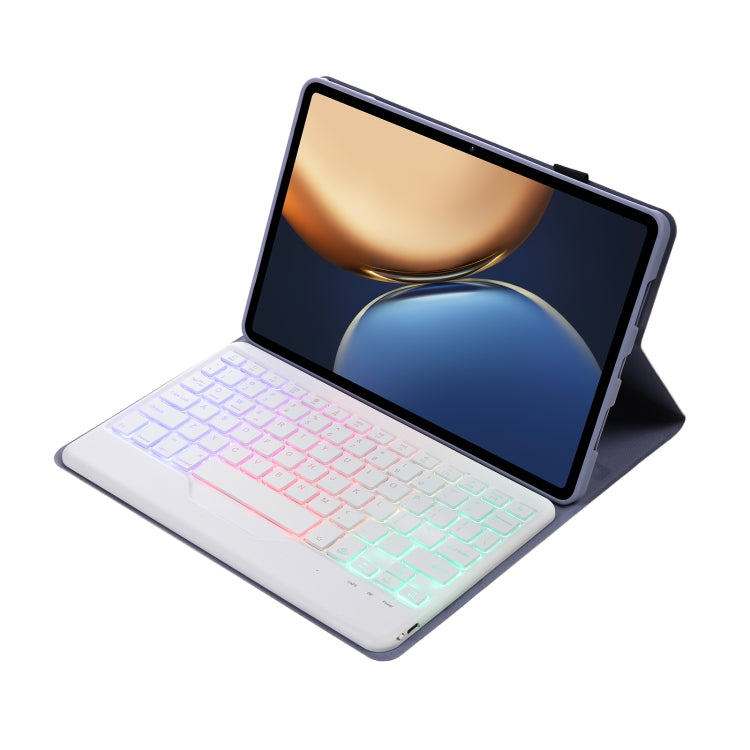 AHV7-BS Lambskin Texture Tri-color Backlight Bluetooth Keyboard Leather Tablet Case For Honor Tablet V7 Pro(Purple) - Huawei Keyboard by PMC TechLife | Online Shopping South Africa | PMC TechLife