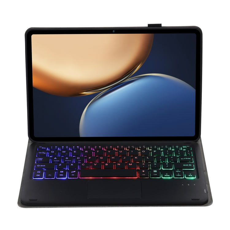 AHV7-AS Lambskin Texture Tri-color Backlight Bluetooth Keyboard Leather Tablet Case with Touchpad For Honor Tablet V7 Pro(Black) - Huawei Keyboard by PMC TechLife | Online Shopping South Africa | PMC TechLife