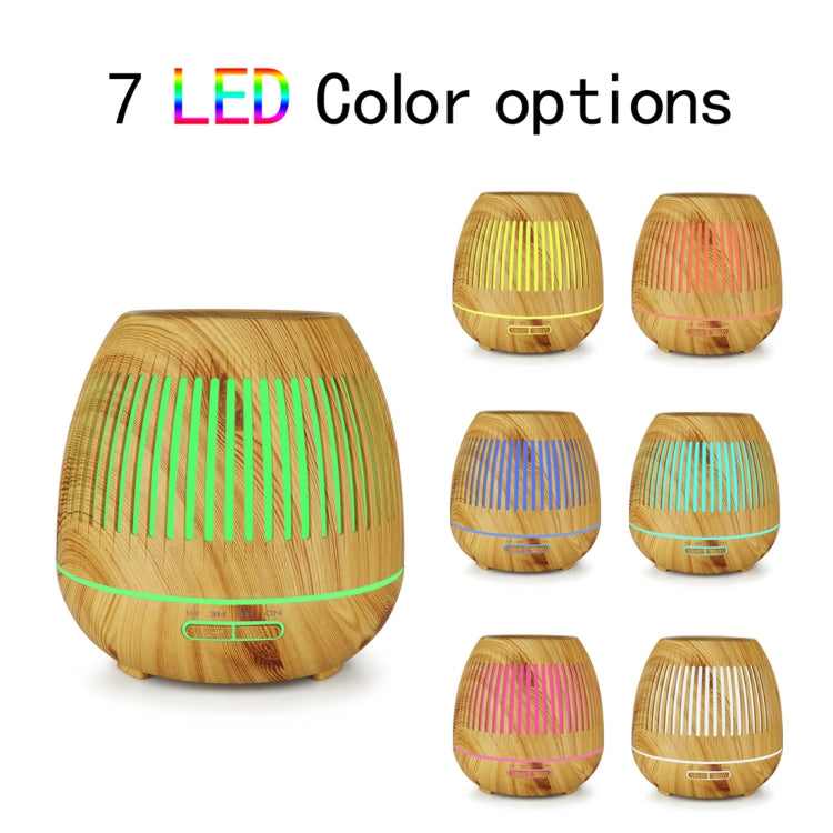 400ml Hollow-out LED Humidifier Wood Grain Air Purifier Aromatherapy Machine Automatic Alcohol Sprayer with Colorful LED Light, Plug Specification:EU Plug(Light Brown) - free shipping - PMC TechLife - Order now!