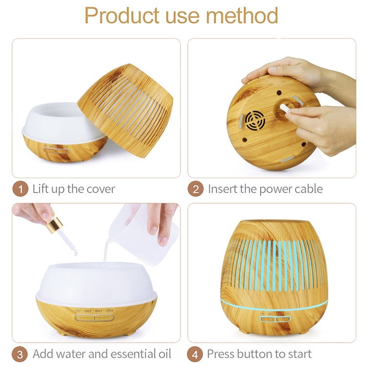 400ml Hollow-out LED Humidifier Wood Grain Air Purifier Aromatherapy Machine Automatic Alcohol Sprayer with Colorful LED Light, Plug Specification:US Plug(White) - free shipping - PMC TechLife - Order now!