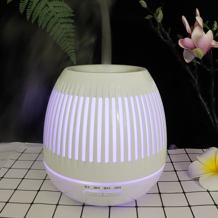 400ml Hollow-out LED Humidifier Wood Grain Air Purifier Aromatherapy Machine Automatic Alcohol Sprayer with Colorful LED Light, Plug Specification:US Plug(White) - free shipping - PMC TechLife - Order now!