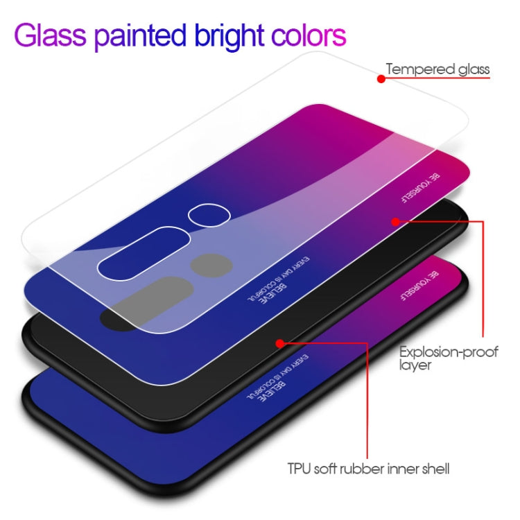 For OPPO F11 Pro Gradient Color Glass Case(Sky Blue) - OPPO Cases by PMC TechLife | Online Shopping South Africa | PMC TechLife | Buy Now Pay Later Mobicred