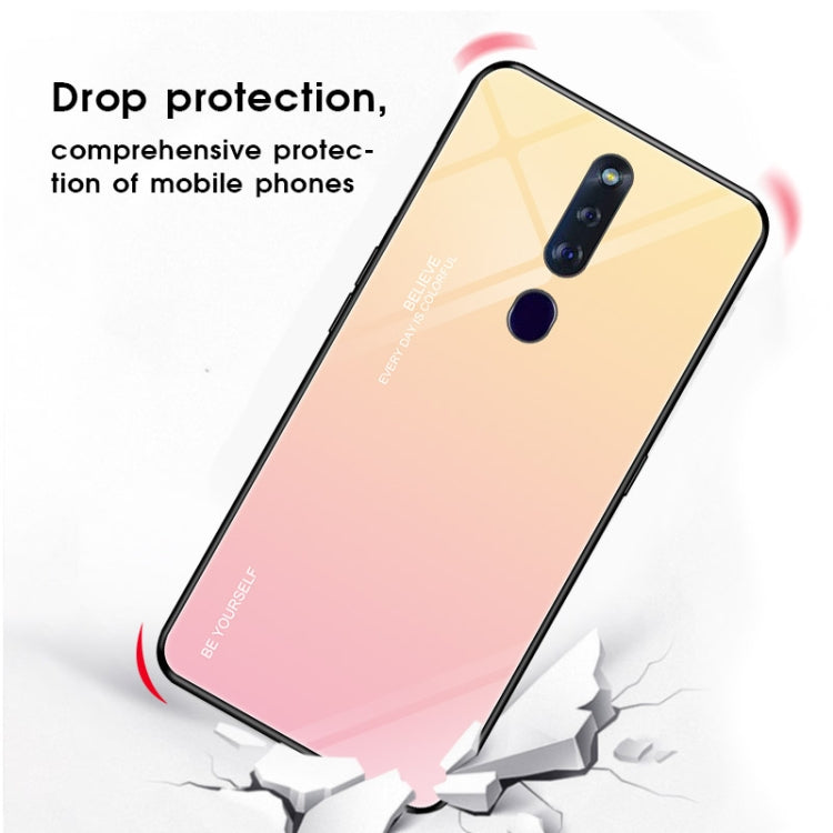 For OPPO F11 Pro Gradient Color Glass Case(Sky Blue) - OPPO Cases by PMC TechLife | Online Shopping South Africa | PMC TechLife | Buy Now Pay Later Mobicred