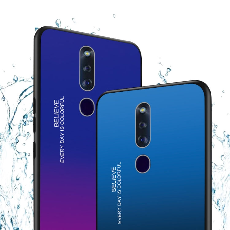 For OPPO F11 Pro Gradient Color Glass Case(Sky Blue) - OPPO Cases by PMC TechLife | Online Shopping South Africa | PMC TechLife | Buy Now Pay Later Mobicred