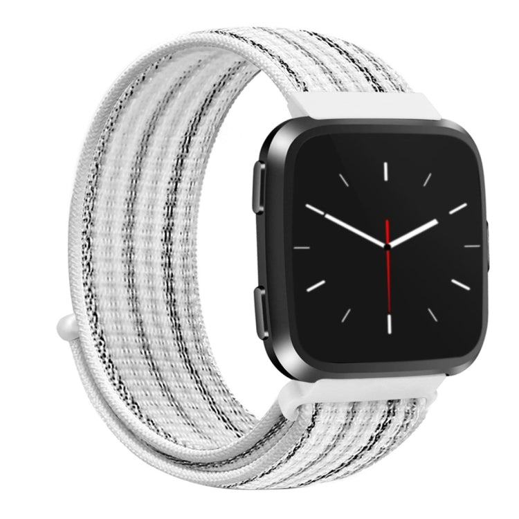 For Fitbit Versa 1 / 2 Universal Nylon Strap Watch Band(White Pinstripe) - Watch Bands by PMC TechLife | Online Shopping South Africa | PMC TechLife | Buy Now Pay Later Mobicred