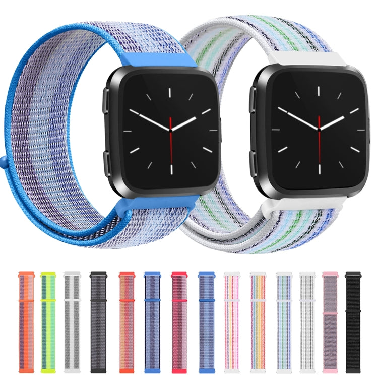 For Fitbit Versa 1 / 2 Universal Nylon Strap Watch Band(White Pinstripe) - Watch Bands by PMC TechLife | Online Shopping South Africa | PMC TechLife | Buy Now Pay Later Mobicred