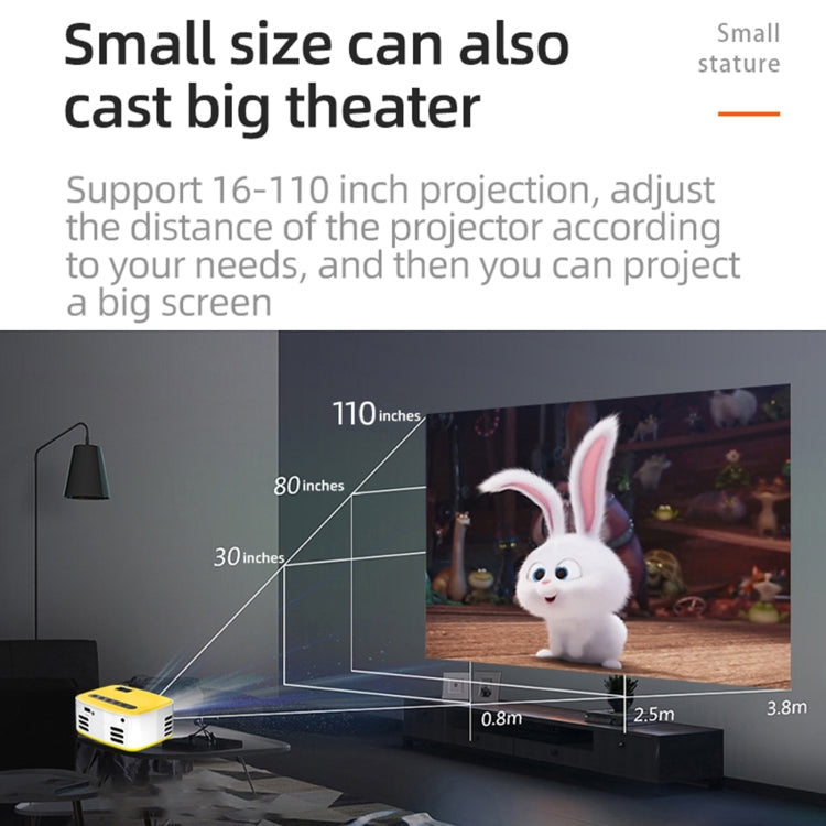 T20 320x240 400 Lumens Portable Home Theater LED HD Digital Projector, Same Screen Version, EU Plug(White Yellow) - LED Projector by PMC TechLife | Online Shopping South Africa | PMC TechLife | Buy Now Pay Later Mobicred