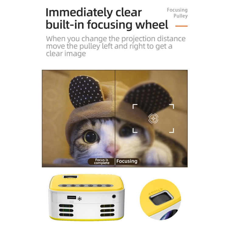 T20 320x240 400 Lumens Portable Home Theater LED HD Digital Projector, Same Screen Version, UK Plug(White Yellow) - LED Projector by PMC TechLife | Online Shopping South Africa | PMC TechLife | Buy Now Pay Later Mobicred