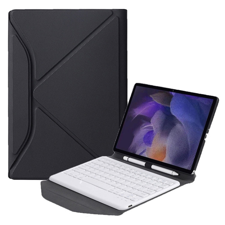 BA08 Diamond Texture Bluetooth Keyboard Leather Case with Triangle Back Support For Samsung Galaxy Tab A8 2021 SM-X205 / SM-X200(Black + White) - Samsung Keyboard by PMC TechLife | Online Shopping South Africa | PMC TechLife