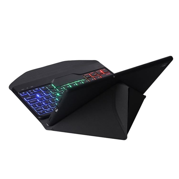 BA08S Backlight Diamond Texture Bluetooth Keyboard Leather Case with Triangle Back Support For Samsung Galaxy Tab A8 2021 SM-X205 / SM-X200(Black + Black) - Samsung Keyboard by PMC TechLife | Online Shopping South Africa | PMC TechLife