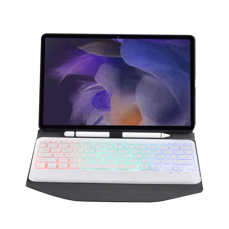 BA08S Backlight Diamond Texture Bluetooth Keyboard Leather Case with Triangle Back Support For Samsung Galaxy Tab A8 2021 SM-X205 / SM-X200(Black + White) - Samsung Keyboard by PMC TechLife | Online Shopping South Africa | PMC TechLife
