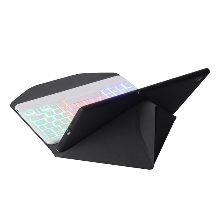 BA08S Backlight Diamond Texture Bluetooth Keyboard Leather Case with Triangle Back Support For Samsung Galaxy Tab A8 2021 SM-X205 / SM-X200(Black + White) - Samsung Keyboard by PMC TechLife | Online Shopping South Africa | PMC TechLife
