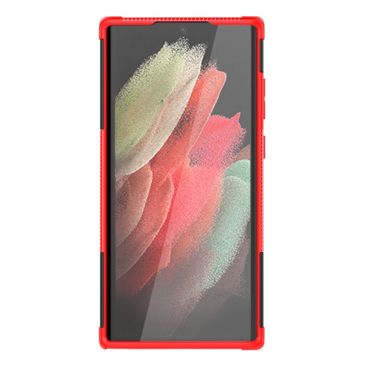 For Samsung Galaxy S22 Ultra 5G Tire Texture TPU + PC Phone Case with Holder(Red) - Galaxy S22 Ultra 5G Cases by PMC TechLife | Online Shopping South Africa | PMC TechLife
