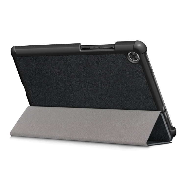 For Lenovo Tab M8 Custer Texture Horizontal Flip Smart TPU Leather Case with Three-folding Holder(Black) - Lenovo by PMC TechLife | Online Shopping South Africa | PMC TechLife | Buy Now Pay Later Mobicred