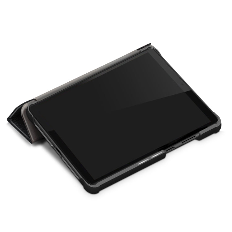 For Lenovo Tab M8 Custer Texture Horizontal Flip Smart TPU Leather Case with Three-folding Holder(Black) - Lenovo by PMC TechLife | Online Shopping South Africa | PMC TechLife | Buy Now Pay Later Mobicred
