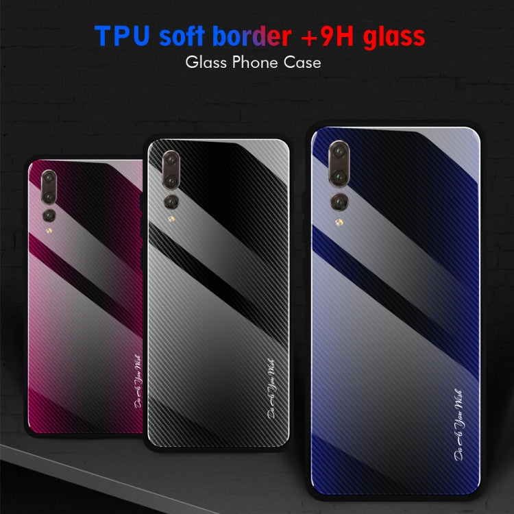 For Huawei P20 Pro Texture Gradient Glass Protective Case(Blue) - Huawei Cases by PMC TechLife | Online Shopping South Africa | PMC TechLife | Buy Now Pay Later Mobicred